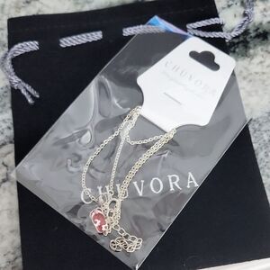 Silver and Red Women's Necklace